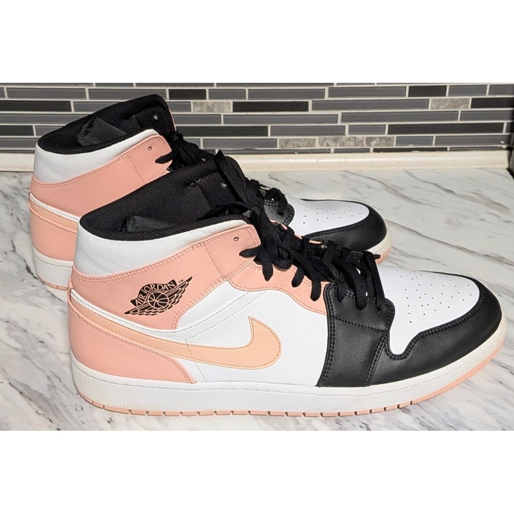 Nike Air Jordan 1 Mid Crimson Tint Arctic Orange Black 554724-133 Men's Size 18 - Picture 8 of 10